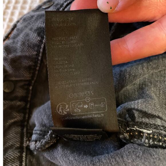 Free People We The Free Palmer Black Denim High Waist Cut Off Shorts Size 31 - Picture 12 of 13